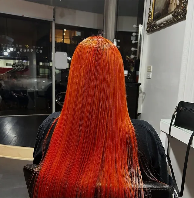 Vivid copper hair colour result at Akila in Oakleigh