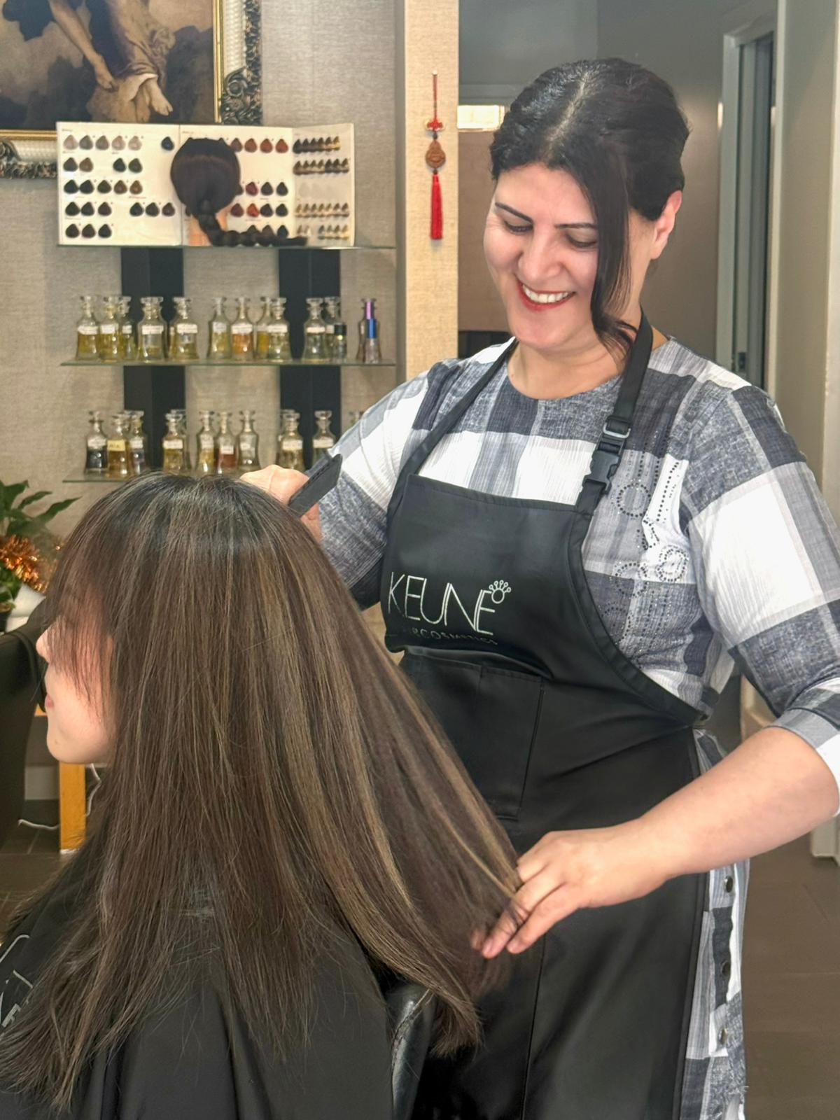 Zara, lead hairdresser at Akila Hair and Beauty, Oakleigh